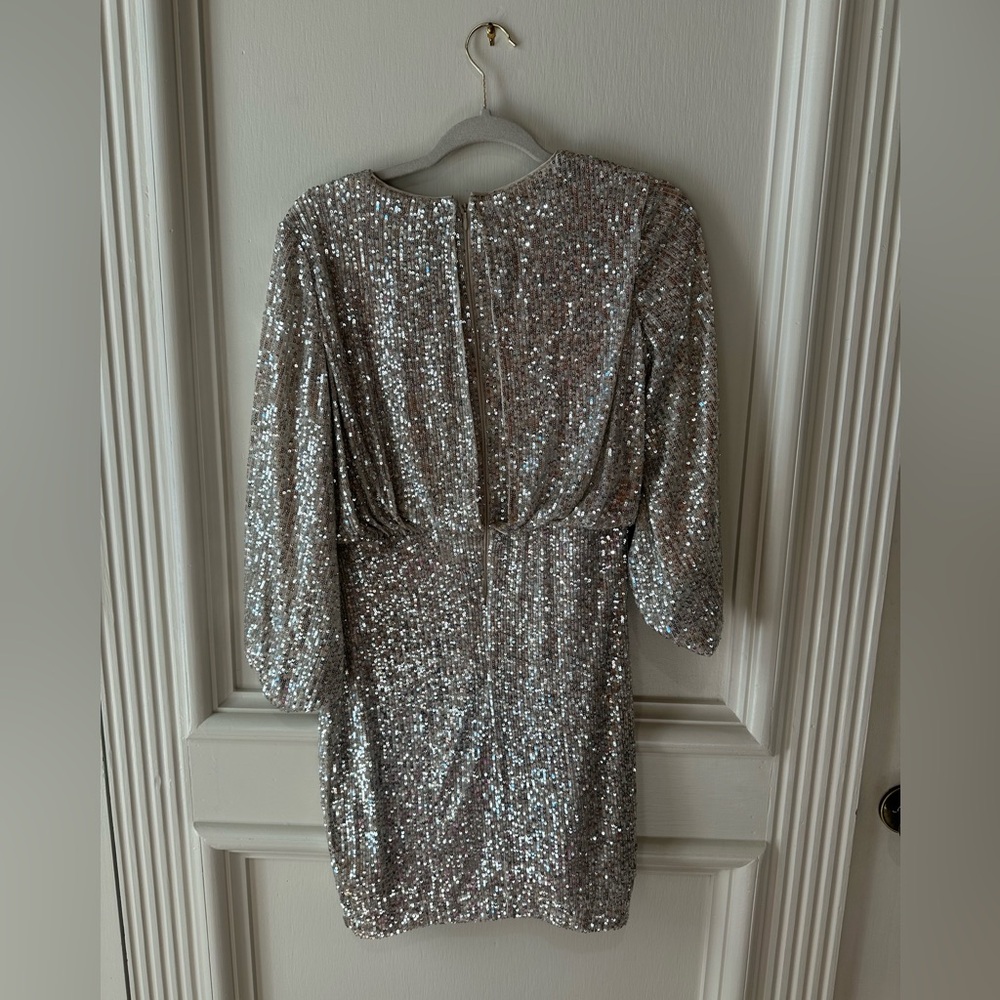 Eliza  J Silver Sequin Cocktail Dress – Size 6P Petit e NWT Sparkle Party Shift - Picture 5 of 8